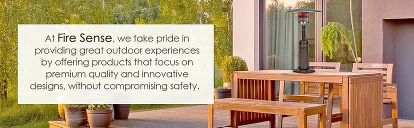 Fire Sense 61322 Portable Patio Heater Outdoor Tabletop Lightweight Propane 10,000 BTU Auto-Shutoff Valve ODS Compliant - Hammer Tone Bronze