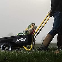 Gorilla Carts GCR-4 Poly Dump Cart, 2-Wheel Garden Wagon with Foldable Handle, 4 cu ft, 300 lb. Capacity, Black/Yellow