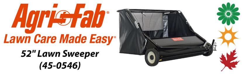 Agri-Fab 45-0546 52" Tow-Behind Lawn Sweeper, 26 cu. ft Hopper Bag Capacity; Leaf & Grass Catcher, with Adjustable Brush Height and Dump From Seat Handle