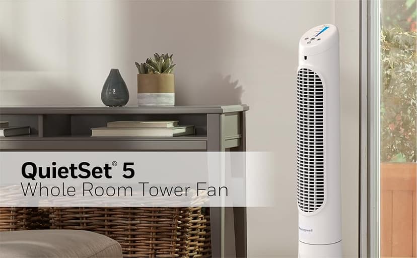 Honeywell HYF260 Quiet Set Whole Room Tower Fan, White