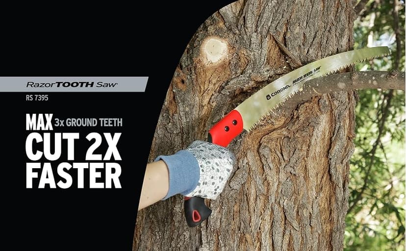 Corona Tools 14-Inch RazorTOOTH Pruning Saw | Tree Saw Designed for Single-Hand Use | Curved Blade Hand Saw | Cuts Branches Up to 8" in Diameter | RS 7395, Red/Black