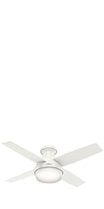 Hunter Fan Company, 53328, 52 inch Builder Brushed Nickel Low Profile Ceiling Fan with LED Light Kit and Pull Chain