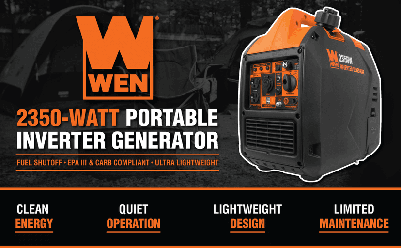 WEN 2350-Watt Inverter Generator, Portable and Super Quiet with Fuel Shut-Off (56235i)