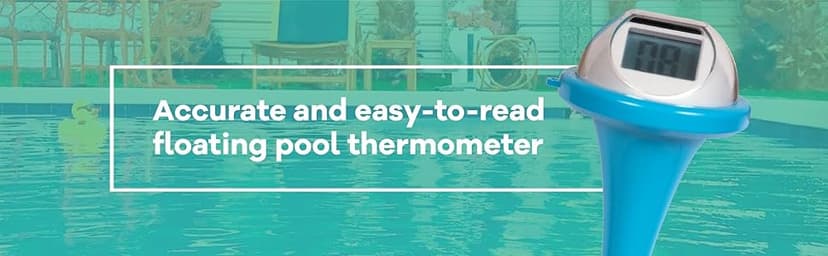 GAME Solar Digital Pool & Spa Floating Thermometer, Solar Powered, Fahrenheit & Celsius, Double-Sided Display, LCD Screen, Blue