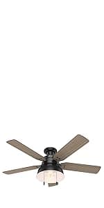 Hunter Fan Company, 53328, 52 inch Builder Brushed Nickel Low Profile Ceiling Fan with LED Light Kit and Pull Chain