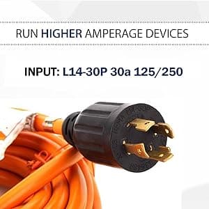 Ceptics GN-CD-1-50 GN-CD-2-50 L14-30P to NEMA 5-15/20R Generator Distribution Power Cord (50', Switch Breaker) -Industrial Grade, Heavy Duty (5 Year Warranty), 50 Feet, Orange, Ft