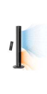 Lasko Oscillating All Season Tower Fan and Space Heater in One for Home with Adjustable Thermostat, Tip-Over Switch, 4 Fan Speeds, 3 Heat Settings and Remote Control, 42 Inches, 1500W, Gray, FH515