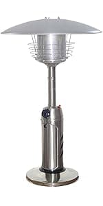 Hiland HLDS032-B Portable Table Top Patio Heater, 11,000 BTU, Use 1lb or 20Lb Propane Tank, Stainless Finish