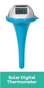 GAME Solar Digital Pool & Spa Floating Thermometer, Solar Powered, Fahrenheit & Celsius, Double-Sided Display, LCD Screen, Blue