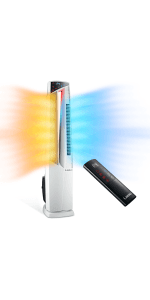 Lasko Oscillating All Season Tower Fan and Space Heater in One for Home with Adjustable Thermostat, Tip-Over Switch, 4 Fan Speeds, 3 Heat Settings and Remote Control, 42 Inches, 1500W, Gray, FH515