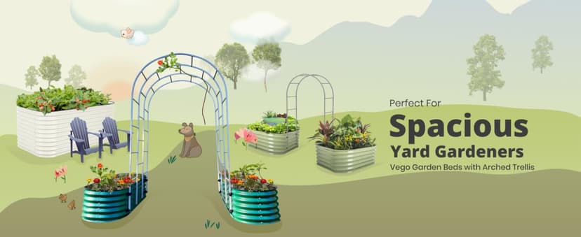 Vego garden Raised Garden Bed Kits, 17" Tall 9 in 1 8ft X 2ft Metal Raised Planter Bed for Vegetables Flowers Ground Planter Box-British Green