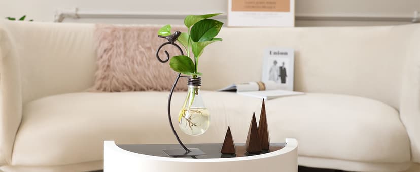 Marbrasse Desktop Glass Planter Hydroponics Vase,Planter Bulb Vase with Holder for Home Decoration,Modern Creative Bird Plant Terrarium Stand, for Plant Terrarium