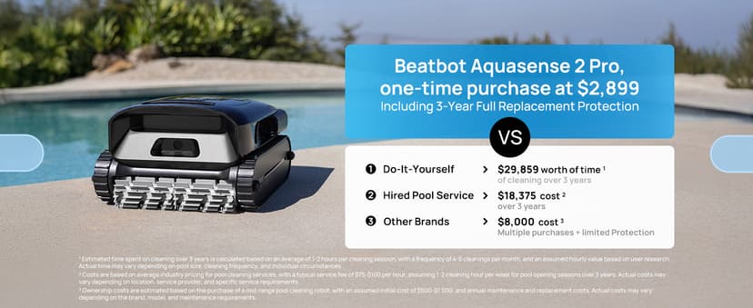 Beatbot AquaSense 2 Pro Cordless Robotic Pool Cleaner, Unmatched 5-in-1 Cleaning, Surface Parking, Pool Skimmer with APP Control, Water Clarification, for Pools up to 3,875 Sq.ft– Obsidian