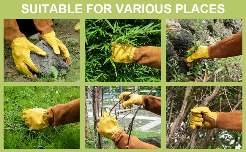 Womens Gardening Weeding Working Gloves, Leather Garden Glove for Women Thorn Proof No Stab for Digging, Planting,Pruning