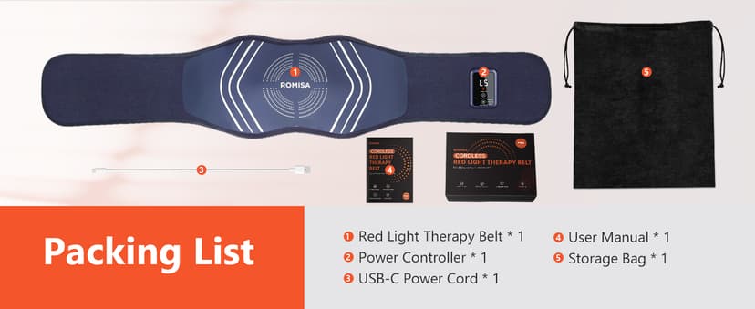 Red Light Therapy Belt & Back Massager for Pain Relief, Infrared Light Therapy Vibration Rechargeable, Red Light Therapy Device for Body Massage for Back Shoulder Waist Knee for Cordless Use