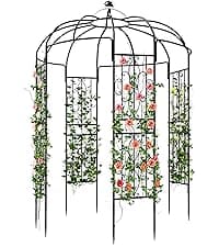 YITAHOME Birdcage Shape Garden Arch Arbors, 9.8'H x 6.8'W Pergola Pavilion for Climbing Plants Outdoor, Wedding Arches for Ceremony Party, Metal Garden Arbor for Patio, Backyard (Black)