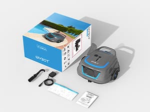 WYBOT A1 Cordless Robotic Pool Cleaner, Automatic Pool Vacuum with 120 Mins, Double Filters, LED Indicator, Fast Charging, Ideal for Above Ground & In-ground Flat Pools - Blue & Grey