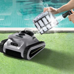 Cordless Pool Vacuum for Inground Pools, Automatic Robotic Pool Cleaner with Wall and Waterline Cleaning, Gray