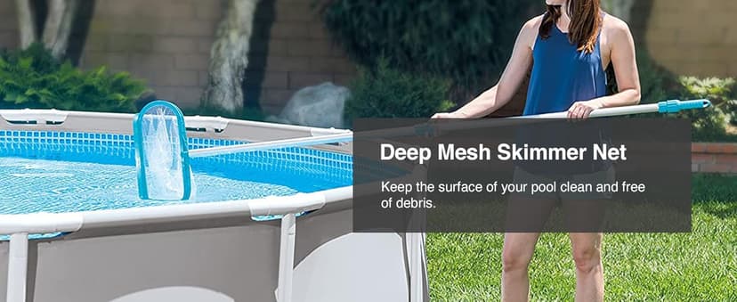 Intex Deluxe Automatic Surface Skimmer Bundled with Maintenance Kit w/ Vacuum & Pole, Swimming Pool Cleaning Tools for Above Ground and InGround Pools