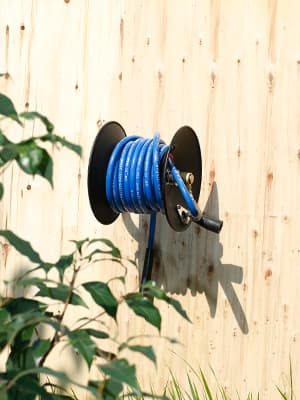 Heavy Duty Power Washer Hose Reel - 50ftx3/8' / 65ftx1/4', M22-14 Fitting, Wall/Trailer/Van Mount, Manual Crank