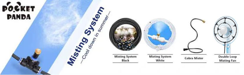 Misters for Outside Patio,Misting System for Cooling Outdoor,50Ft (15M),Water Mist Hose DIY Kit for Porch,Canopy,Deck,Umbrella,Garden,Greenhouse,Yard,Plants,Trampoline Sprinkler Accessories for Kids