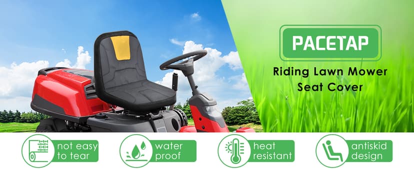 PACETAP Riding Lawn Mower Seat Cover, Heavy Duty 600D Oxford Waterproof Seat Cover with Padding, Durable Tractor Seat Cover Fits Kubota, for Cub Cadet, for Ford, for Mahindra, for Husqvarna (Medium)