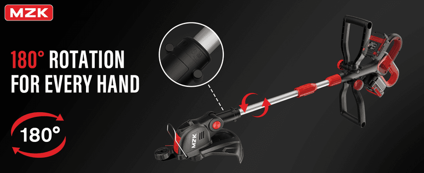 MZK 20V 12'' Cordless String Trimmer, Grass Trimmer&Edger with 4 Replacement Spools, Battery Powered Lightweight Weed Trimmer with Auto Line Feed(Battery and Fast Charger Included)