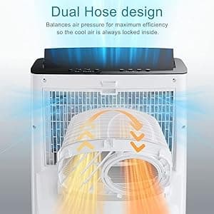 Cooper&Hunter 14,000 BTU (12,000 BTU SACC) Inverter Portable Air Conditioner with Heat Pump with Dual Hose, Dehumidifier, and Fan For Areas Up To 550 Sq. Ft, with Remote Control & Window Kit