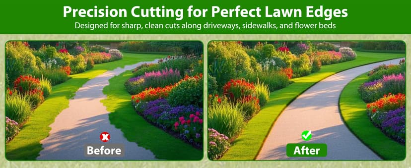 Lawn Edger Tool, Half Moon Tooth Edger with T-Grip Handle, 40-Inch Long Handled Sidewalk Grass Edger for Precise Lawn Edging and Land scaping