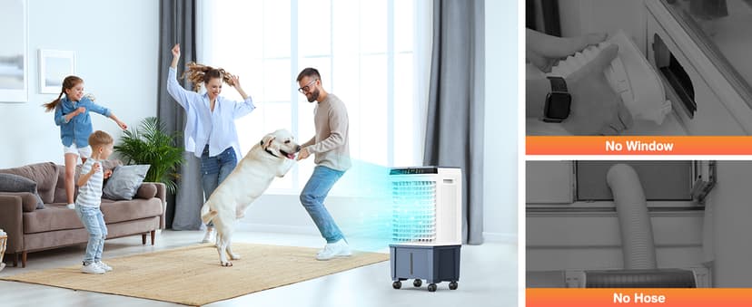 Air Choice Portable Evaporative Air Cooler, 1800 CFM Swamp Cooler with 6 Ice Box & 5.3 Gal Water Tank, 110° Swing, 3 Speeds, Upgraded Remote, 12H Timer, 3-in-1 Air Cooling Fan for Outdoor Indoor, Gray