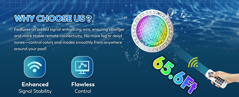 10" LED Pool Light, 12V AC Underwater Pool Spa Lights for Inground Pools, 300W Equivalent, Static Colors & Dynamic Effects, 50Ft Cord, Remote, Transformer, Fits Pentair, Hayward, Jady Niches