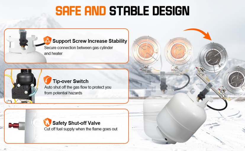 Double Tank Top Outdoor Propane Heater With a Windproof Lighter, 36000BTU Outdoor Propane Heater With Shut-off Valve and Tip-over Switch for Garage,Patio, Camping,RV(CSA)