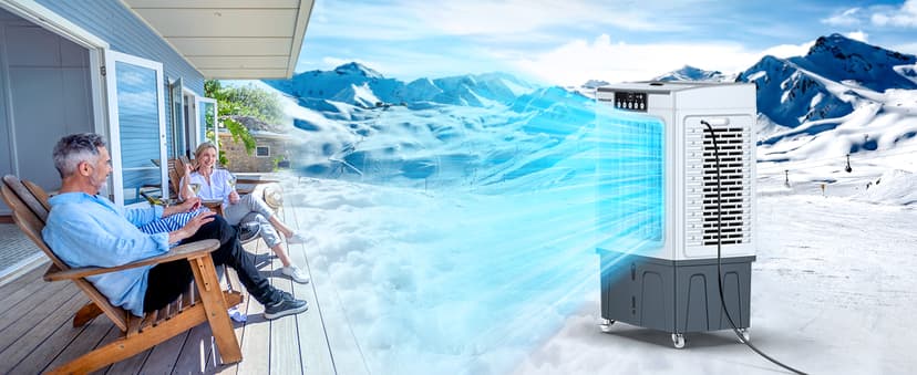 Evaporative Cooler, VAGKRI 2100CFM Air Cooler, 120°Oscillation Swamp Cooler with Remote Control, 24H Timer, 3 Wind Speeds for Outdoor Indoor Use,8 Gallon