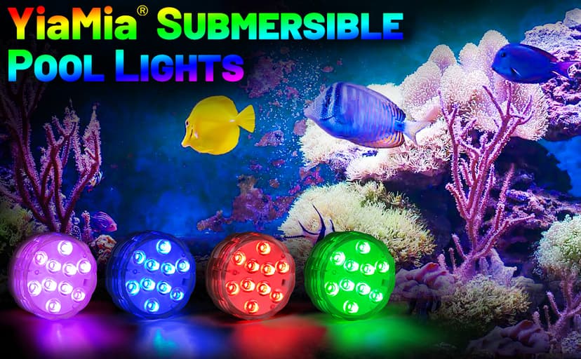 YiaMia Hot Tub Lights - 2-Pack RGB Color Battery-Powered LED Pool Lights with Remote Control and Suction Cup for Ponds, Decoration, Parties, Spas, Aquariums