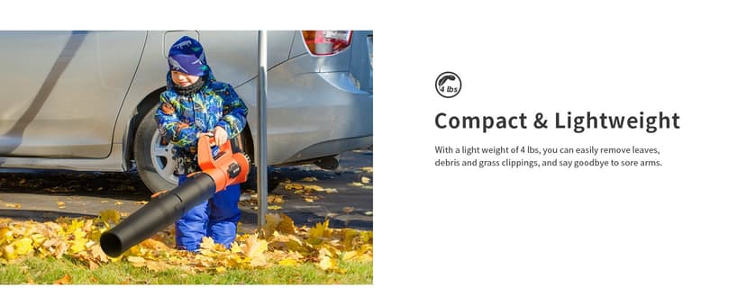 Leaf Blower, 21V Cordless Electric Blower with 2 2.0Ah Batteries and 1 Hour Fast Charger, Lightweight Leaf Blower for Patio Cleaning, Lawn Care, Blowing Fallen Leaves and Dust, etc.