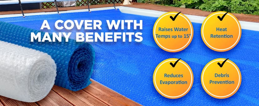 Sun2Solar Blue 18 ft x 36 ft Rectangle Solar Cover | 800 Series | Heat Retaining Blanket for Rectangular Inground & Above Ground Swimming Pools | Use Sun to Heat Pool | Bubble Heating Blankets