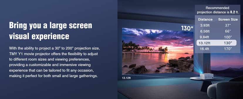 TMY Bluetooth Projector with DVD Player Built in, 1080P Mini Projector, Portable DVD Projector for Outdoor Movies, Compatible with Smartphone/PC/TV Stick/HDMI/USB/TF