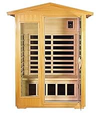 Outdoor Sauna 3 Person Infrared Sauna, Infrared Saunas for Home, 1950W Low EMF Far Infrared Sauna Old Fir Wooden Sauna with Beauty Red Light, Foldable Seat, Bluetooth, Chromotherapy Lamp, Reading Lamp