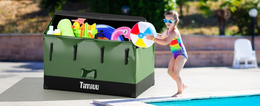 XXL 310 Gallon Extra Large Deck Box, Waterproof Outdoor Storage Box with Taller Side Panels for Patio Furniture Cushions, Pools and Garden Tools Green & Black