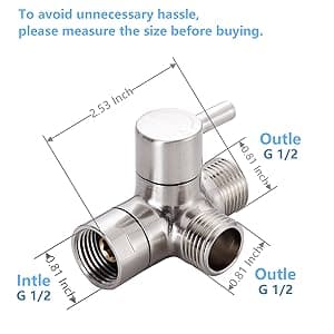 Little World Shower Arm Diverter Valve - 3 Way Shower Diverter Valve, G1/2 Solid Brass Fixed Spray System Diverter for Universal Hand Held Showerhead (Brushed Nickel)