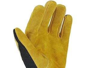 HANDLANDY Men Leather Gardening Gloves, Utility Work Gloves for Mechanics, Construction, Driver, Dexterity Breathable Design