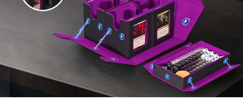 Card Deck Box for MTG with Commander Display, 5 in 1 Trading Card Storage Box Fits 400+ Double-sleeved Cards, Removable Deck Case for TCG/Sports Cards with Dice Tray, 4 Magnetic Card Holders(Colorful)