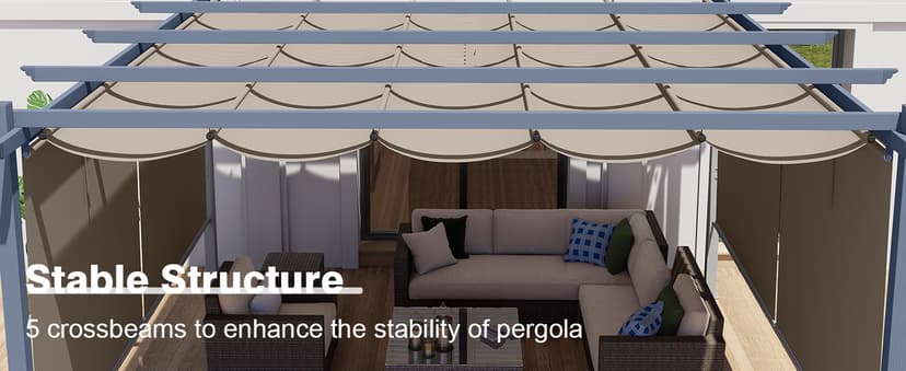 Aoodor 10 x 10 ft Outdoor Pergola with Retractable Shade Canopy, Matte Aluminum Frame, 4 Roller Shade Curtains, Grape Trellis for Patio, Backyard, Garden, and Deck, Dark Brown