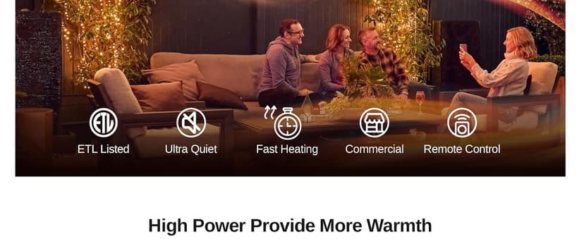 EAST OAK Electric Patio Heater for Commercial Use, 3000W Wall Mounted Electric Infrared Heater, Outdoor Heaters for Patio Deck, Outdoor Heater with IP65 Waterproof Remote Control Black 240V