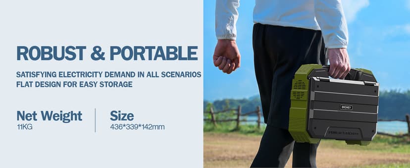 BROWEY Portable Power Station 1000W with Built-in Solar Panel, 614WH/192000mAh LiFePO4 Battery Pack, Solar Generator with AC/DC/USB/PD Outputs for Outdoor Camping, RV Travel, Emergency Preparedness