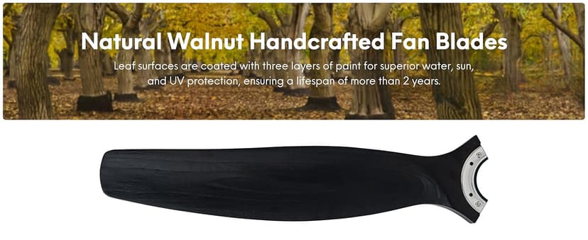 EKIZNSN 42“ Wet Rated Gazebo Ceiling Fans Outdoor Hanging for Patios Waterproof, Pergola Ceiling Fan with Light, Hook Installation, Black