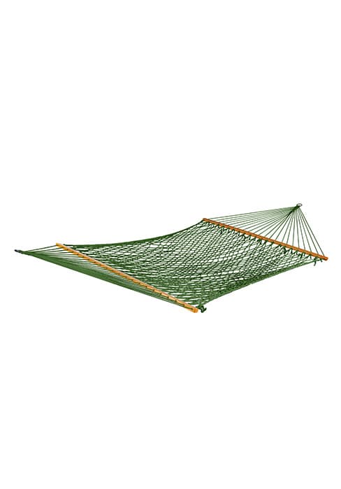 Bliss Hammocks BH-410GR 60in Wide Cotton Rope, Indoor Outdoor Poolside Patio Backyard Hammock, Includes Chains & Hooks, Eco Friendly Polyester, Hardwood Spreader, 450 Pound Capacity, Green