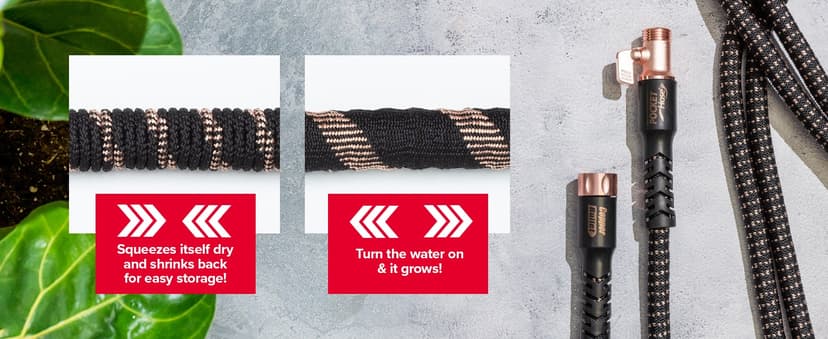 Pocket Hose Copper Bullet Expandable Garden Hose 25 FT w/10 Pattern Thumb Spray Nozzle AS-SEEN-ON-TV 650psi 3/4 in Patented Lead-Free Ultra-Lightweight Solid Copper Anodized Aluminum Fittings No-Kink