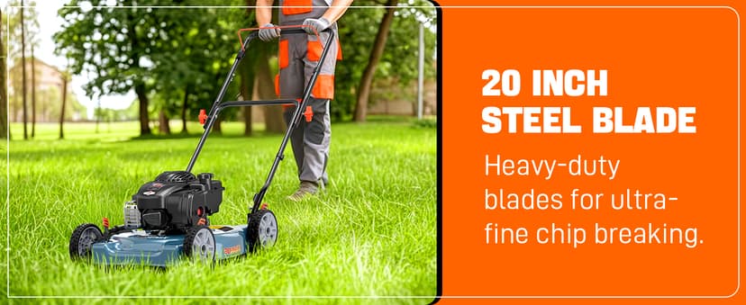 SENIX 20-Inch Gas Lawn Mower with 125 cc 4-Cycle Briggs & Stratton Engine, Side Discharge, 5-Position Single Wheel Height Adjustment (LSPG-L3)