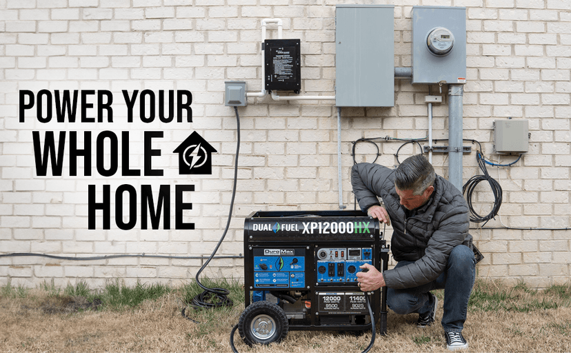 DuroMax XP12000HX 12,000-Watt Dual Fuel Portable Generator - Gas & Propane, Electric Start, Whole Home Power Backup, Transfer Switch Ready, RV & Emergency Ready